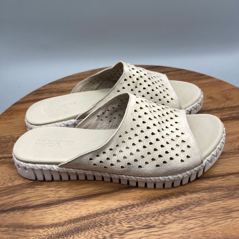 Ilse Jacobsen Sandals Womens Size 9 40 White Tulip Cross Band Slide Pref Comfort